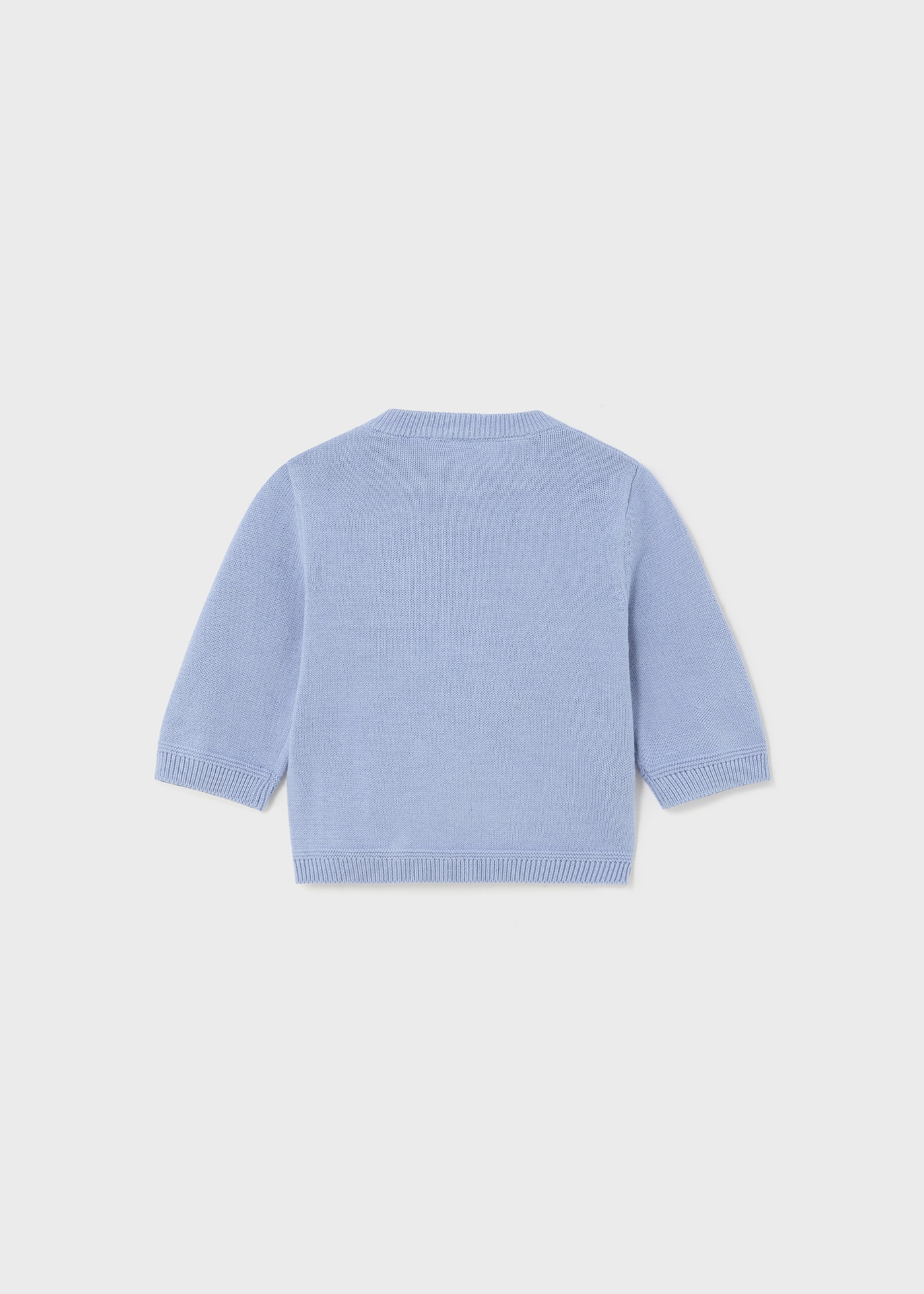 Malha de algodão Better Cotton para recém-nascidos, branco e azul-marinho.