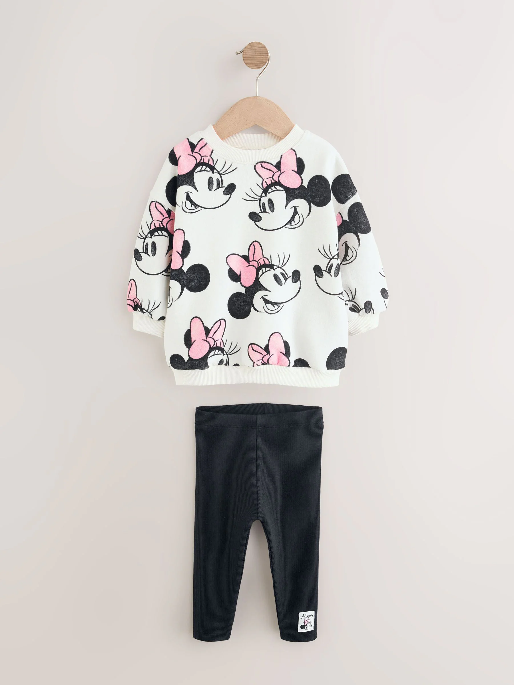 Crème - Disney Minnie Mouse set van sweatshirt en legging (3mnd -7jr)