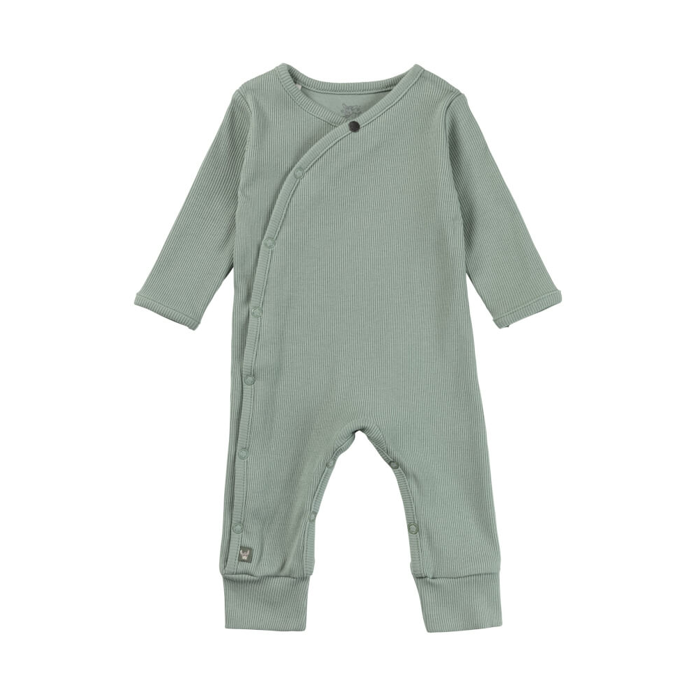 (Gr. 44) Baby Rippjersey Body Strampler Langarm Pyjama Overall Strampelanzug (5812481 044270) - Steingrün