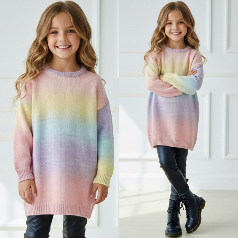 Rainbow knit dress