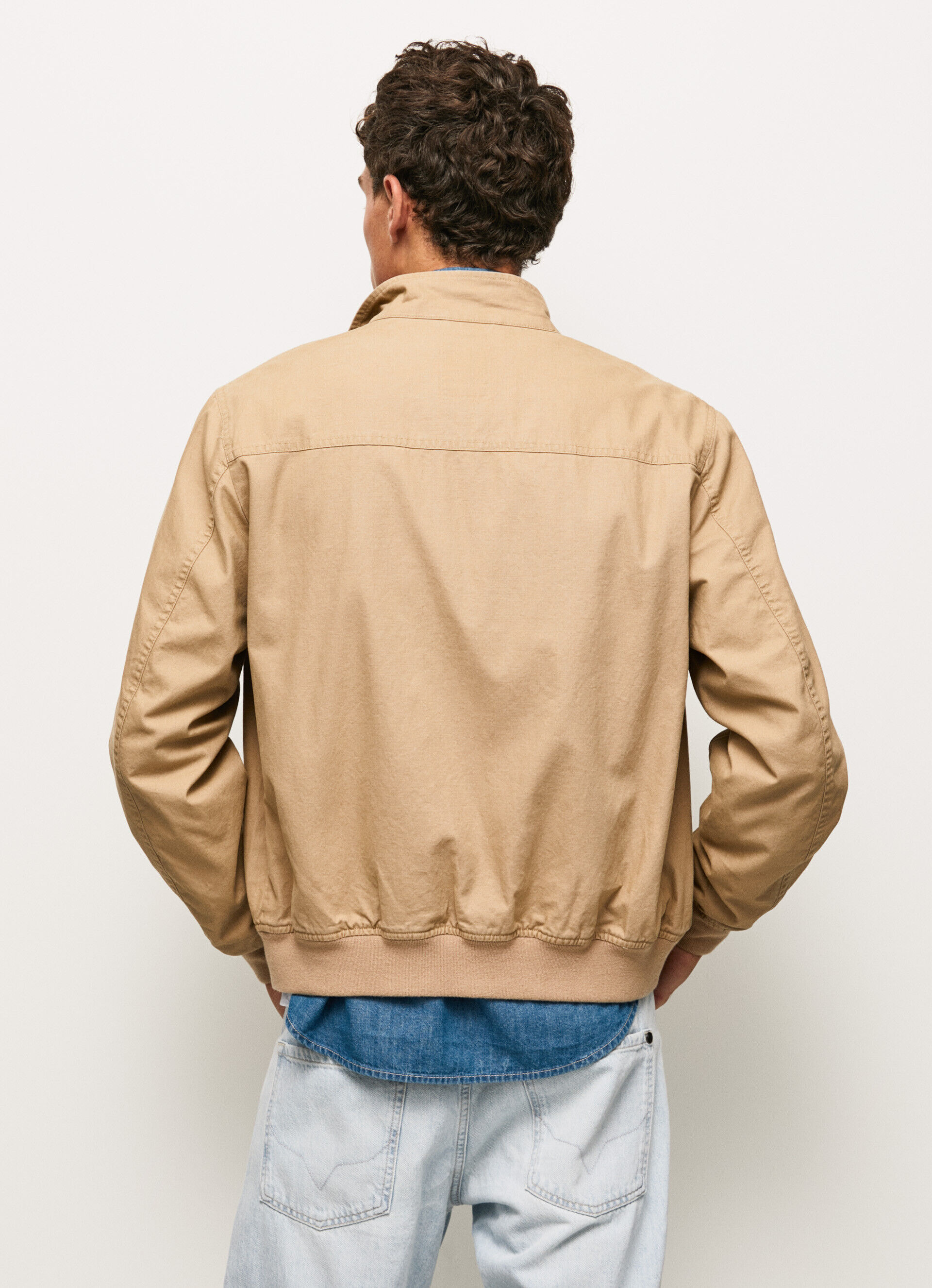 Jaqueta de algodão Harrington - bege camelo
