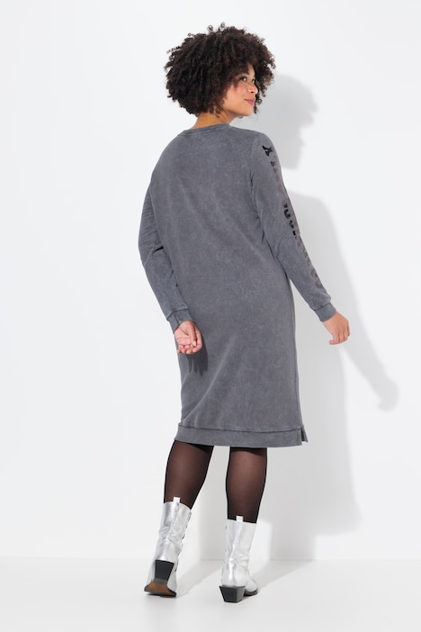 Sweatkleid, acid washed, Metallic-Print