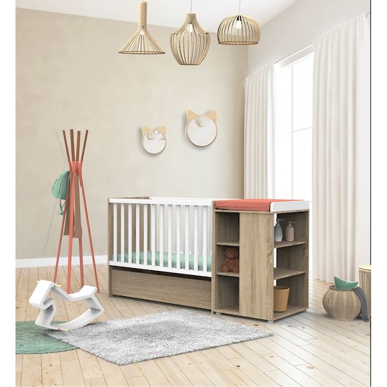 Nova new lit combiné évolutif 60x120   Blanc lin        de               Sauthon Baby's Sweet Home