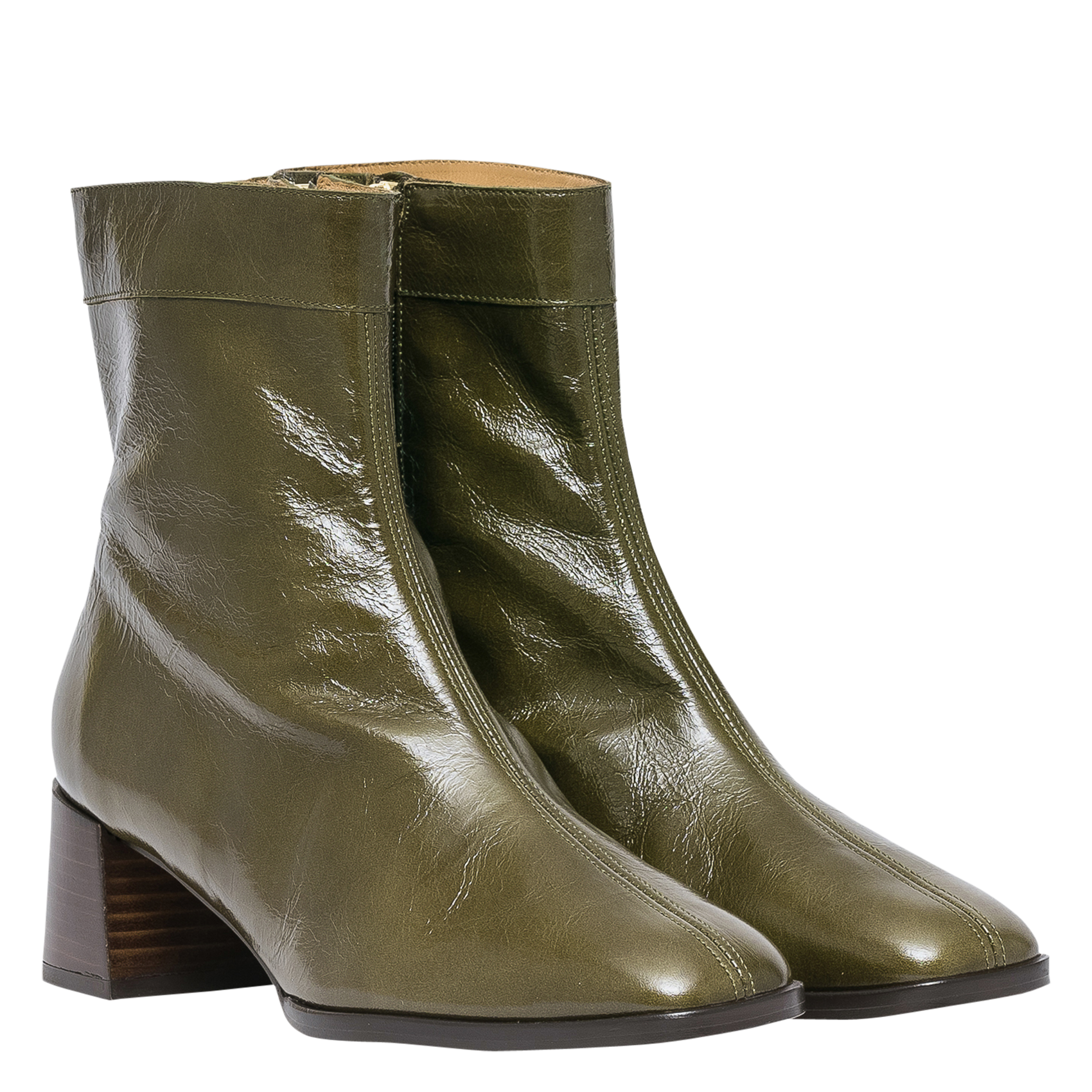 TAMARA - Bottines à talons en cuir vernis | Vert