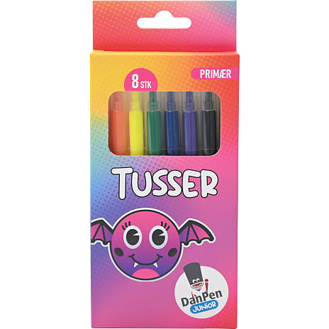 Danpen junior tusser primære farver 8-pak