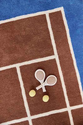 OYOY Tennis Gulvteppe 88x150, Caramel/Optic Blue
