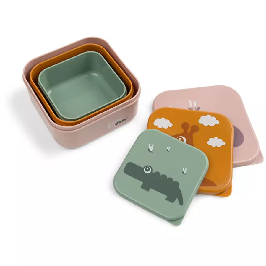 Done by Deer™ Snackbox-Set Deer friends Rosa 3-er Pack
