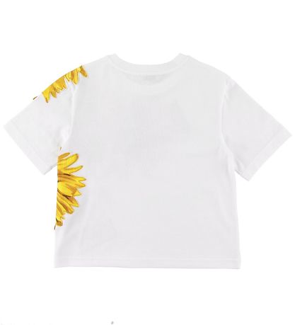 Dolce & Gabbana T-Shirt - Weiß m. Sonnenblumen/Kristalle