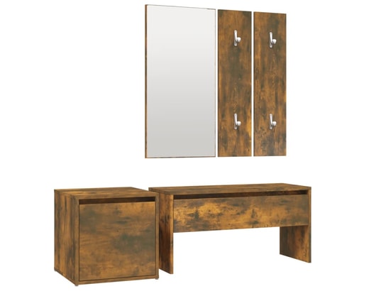 VIDAXL - Armoire Ensemble de meubles de couloir chêne fumé bois d'ingénierie