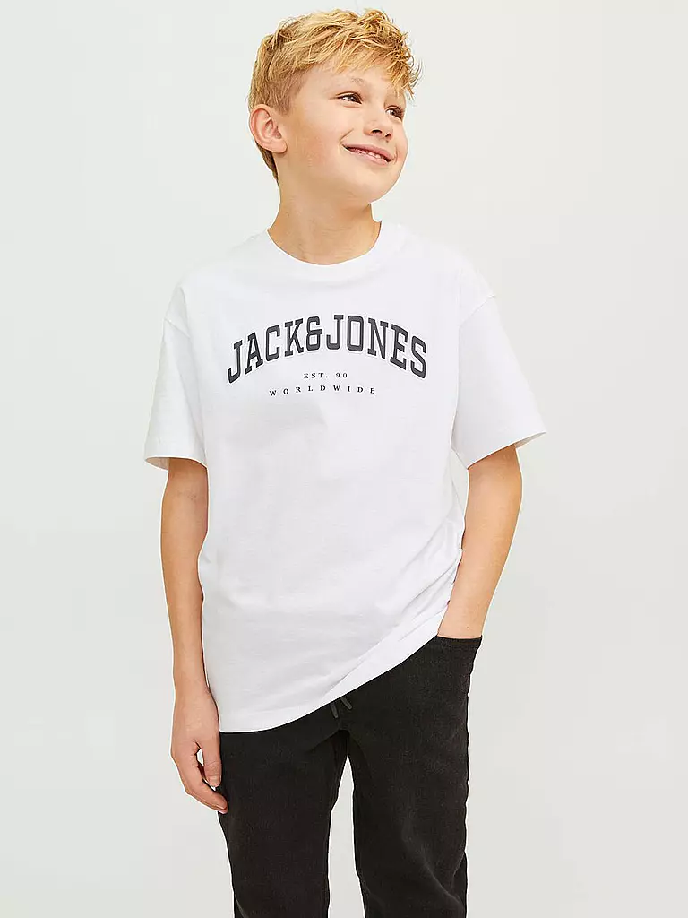 JACK & JONES Jungen T-Shirt  JJECALEB VARSITY TEE  weiss