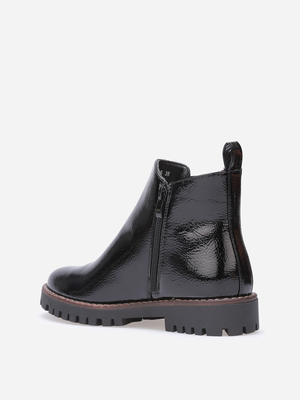 Chelsea vernies à semelle crantée- Noir