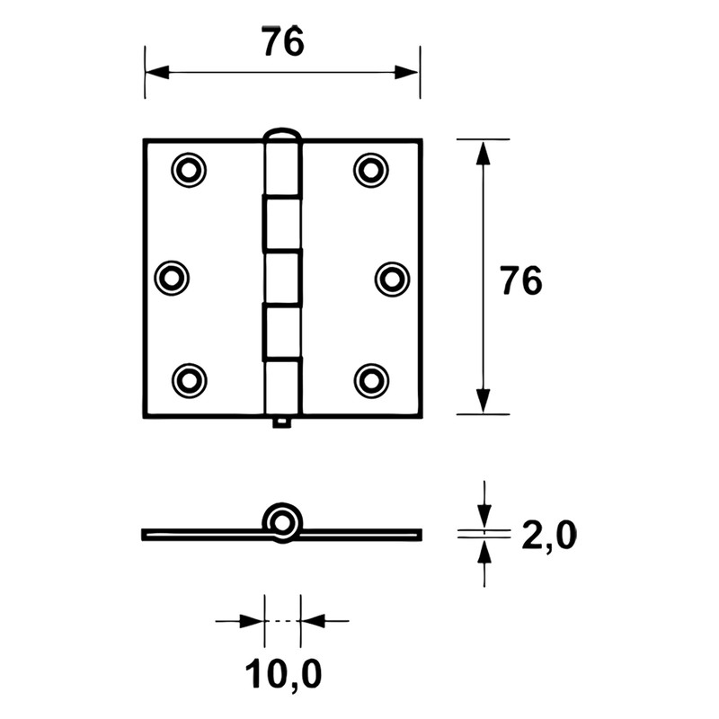 AXA scharnier 76x76mm