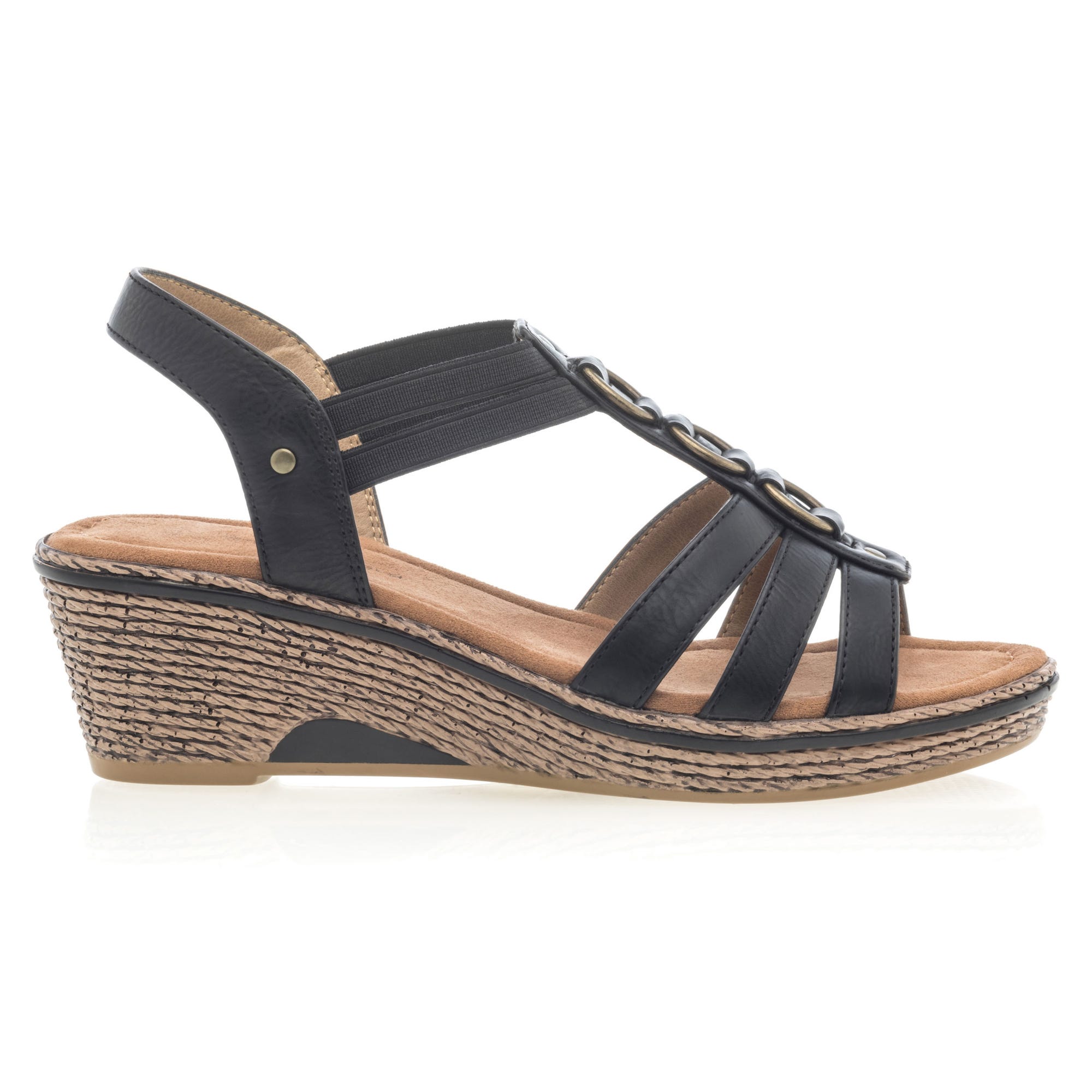 Sandales à talon compensé Femme noir