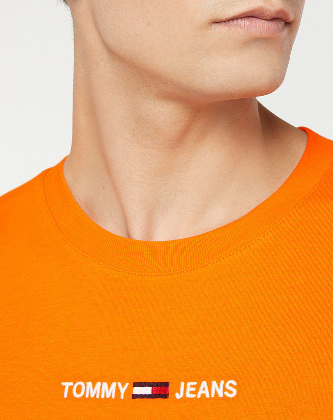 Tommy Jeans T-Shirt 100% Coton Bio Linear Logo orange
