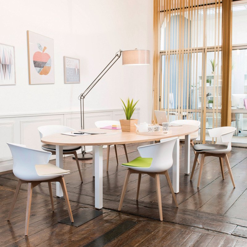 Table de réunion modulable  Eden L 280 x P 140 cm piètement métal 12 personnes