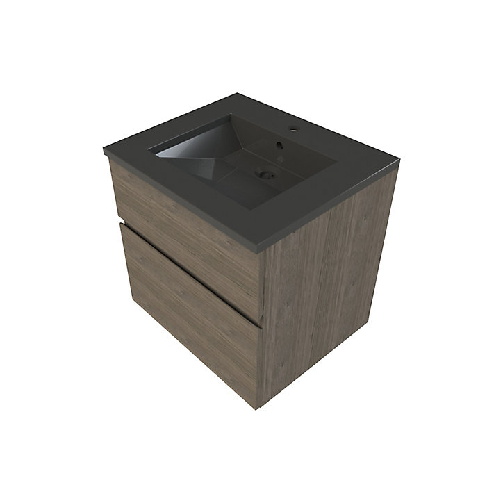 Meuble sous vasque Calao aspect chêne fumé 60 cm