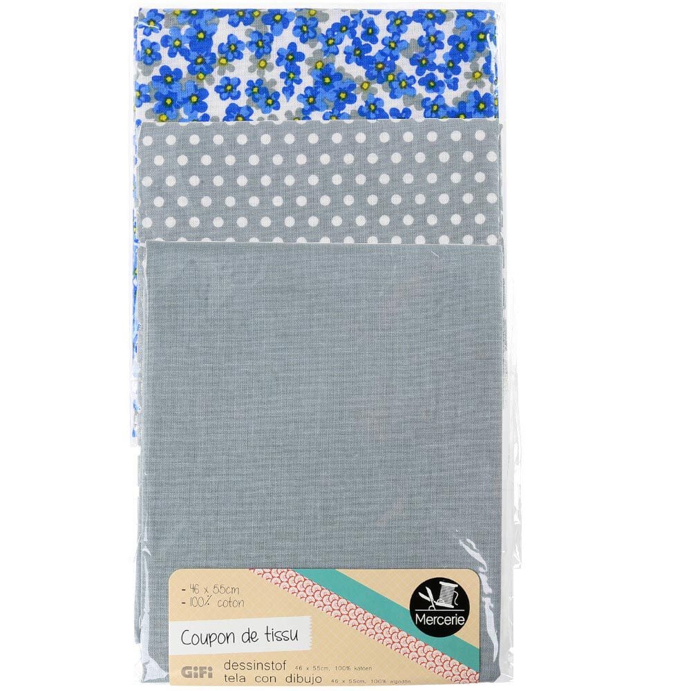 Coupon de tissu 46x55 cm en coton gris