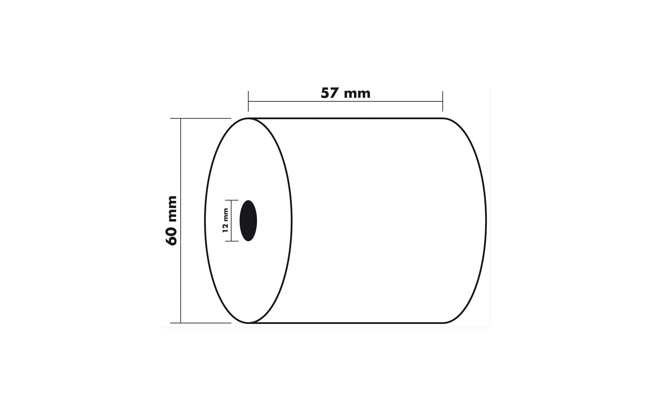 Thermo-Papierrolle 57 x 60 x 12 mm, 44 m, 10 StückAdditionsrollen