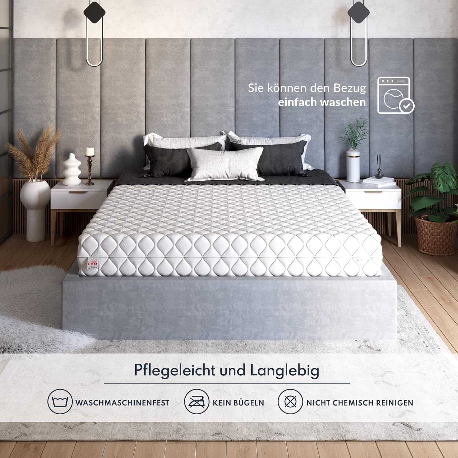 FDM Massage Matratze 90x200 cm Taschenfederkern Höhe 17 cm Härtegrad H3 7-Liegezonen Öko-Tex Allergikergeeignet Bezug Waschbar HR-Schaum
