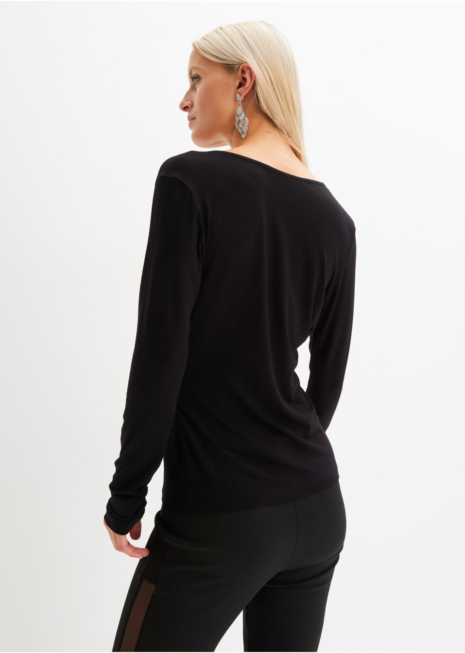 T-shirt manches longues à effet brillant en viscose durable