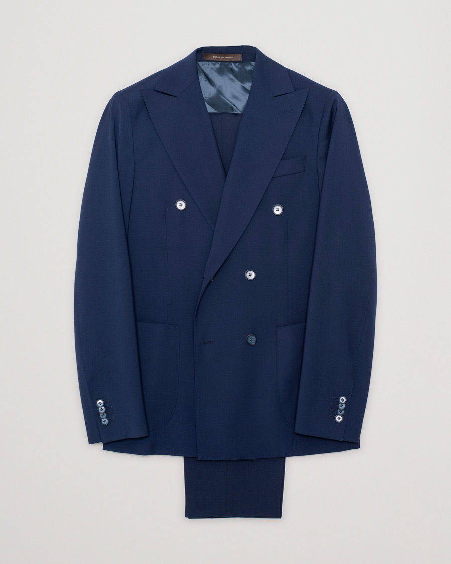 Oscar Jacobson Erik Double Breasted Suit Napoli Blue 46