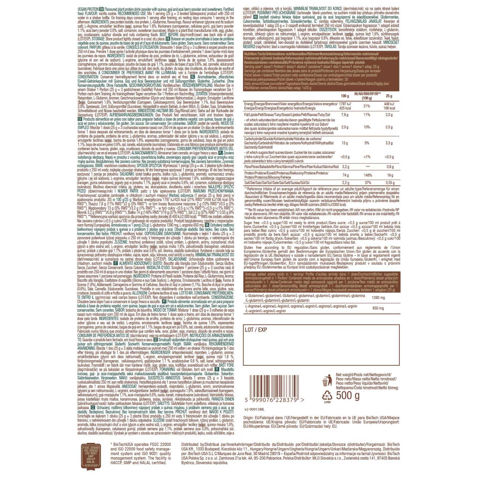 Proteína Vegana Biotech USA 500 g