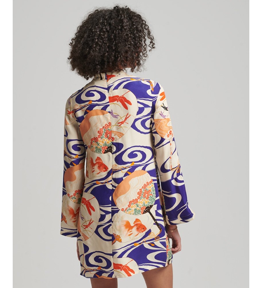 Vestido curto de manga comprida com estampa azul da Superdry