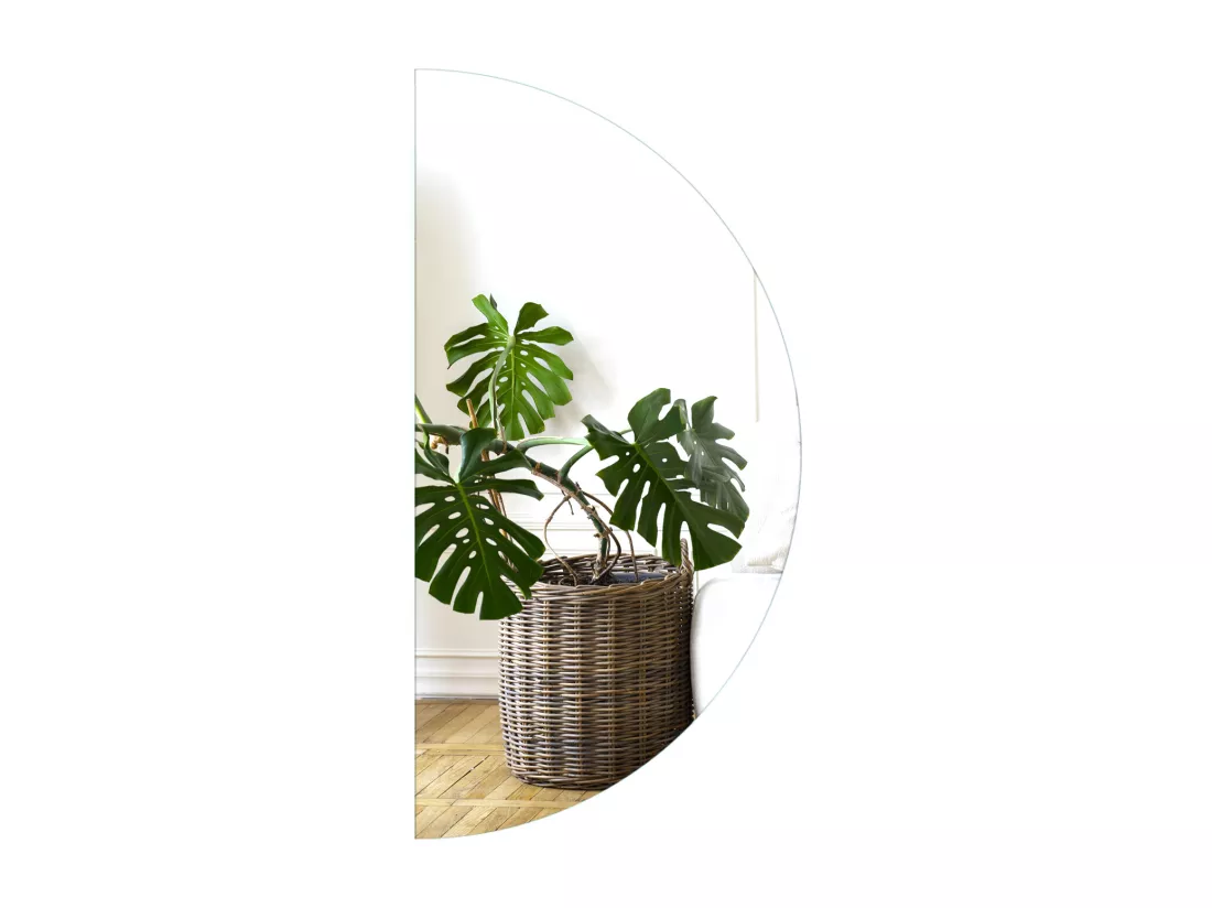 Beau Grand Miroir LED Demi-Rond pour Chambre 100cm - lumière froide