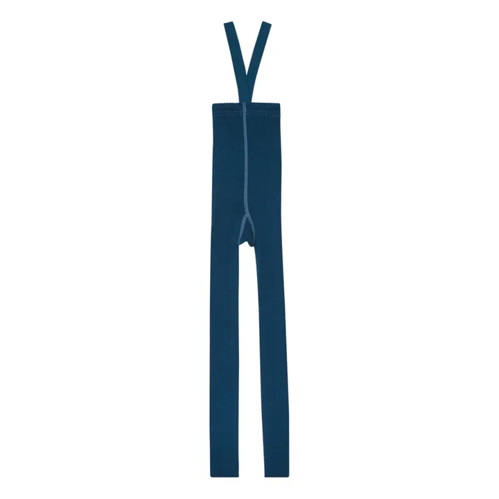 Silly Silas Collants à Bretelles Mérinos et Coton Bio Sans Pieds | Bleu indigo