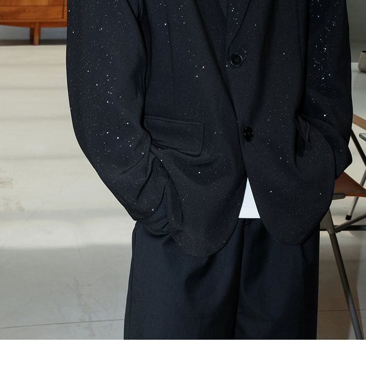 Orungeetun - Blazer met reverskraag en glitter, enkelrijs