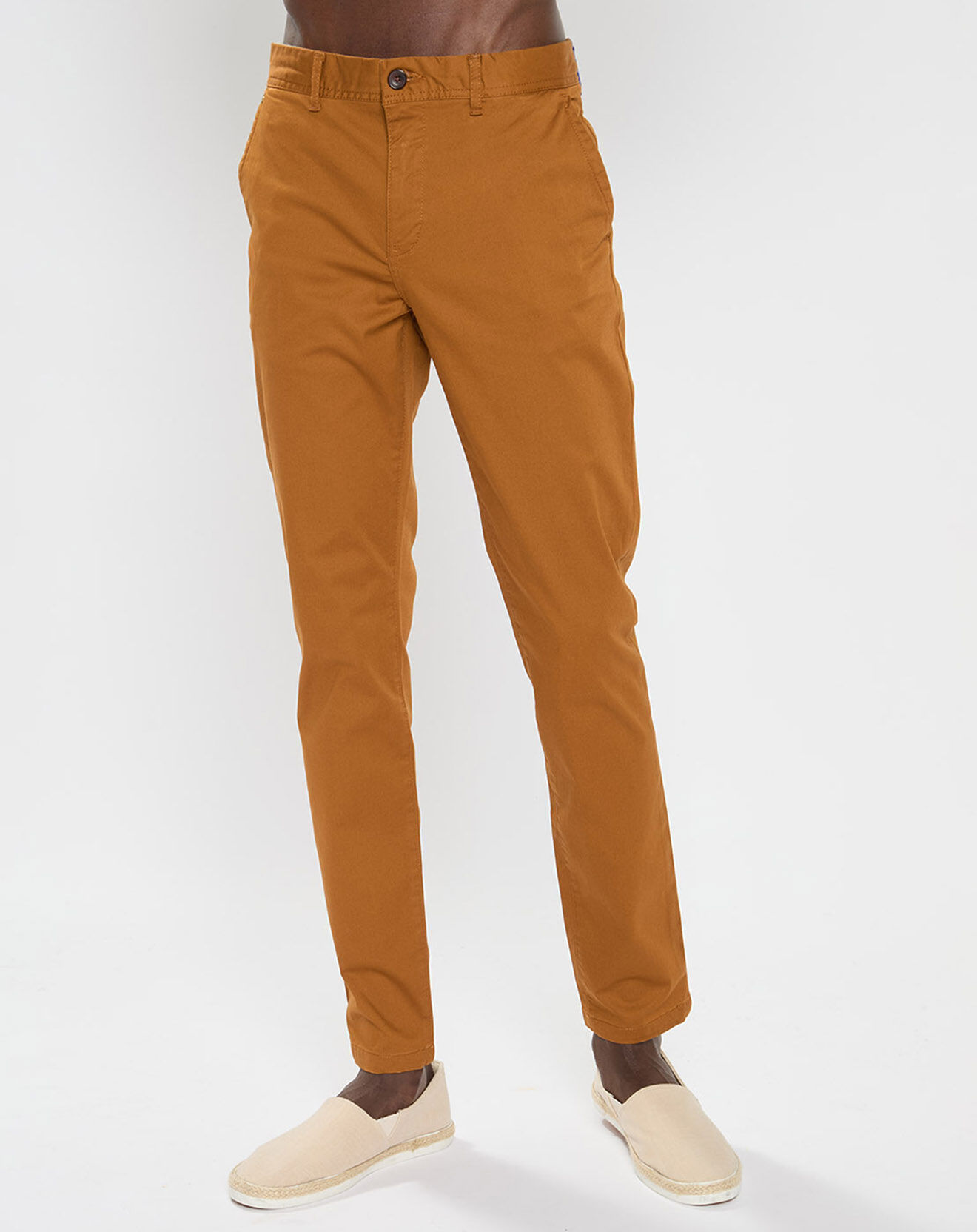 Scotch & Soda Pantalon Chino Super Slim Fit en Coton Bio mélangé Stretch camel