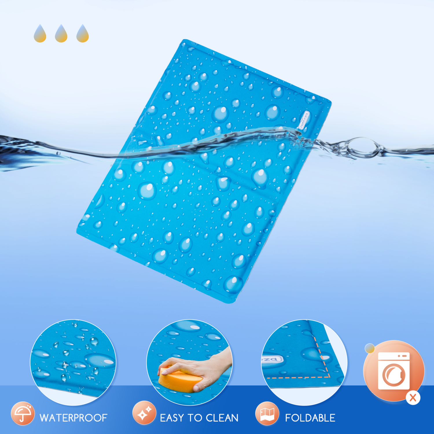 Tapete Refrescante Nobleza para Cães e Gatos, Cama Refrescante para Animais de Estimação 50*40cm, Cobertor Refrescante para Cães de Pequeno e Médio Porte, Tapete de Gel Atóxico Ativado por Pressão, Tamanho P