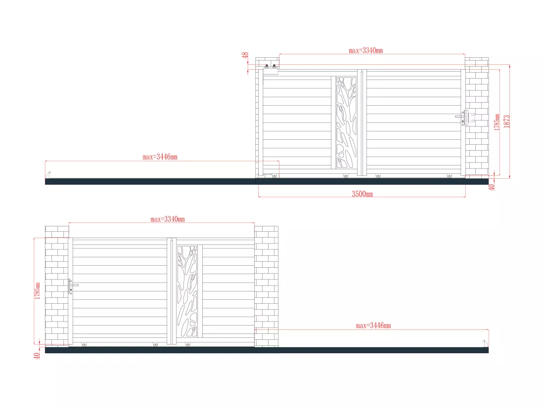 Portail électrique coulissant aluminium semi ajouré à motifs L350 x H187 cm anthracite LABRIT II