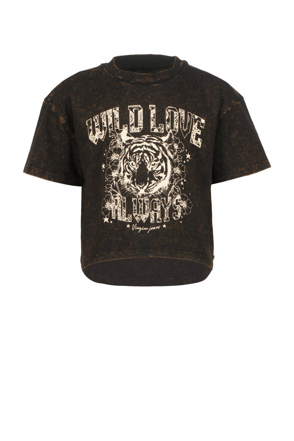 Vingino T-shirt Heane met printopdruk bruin