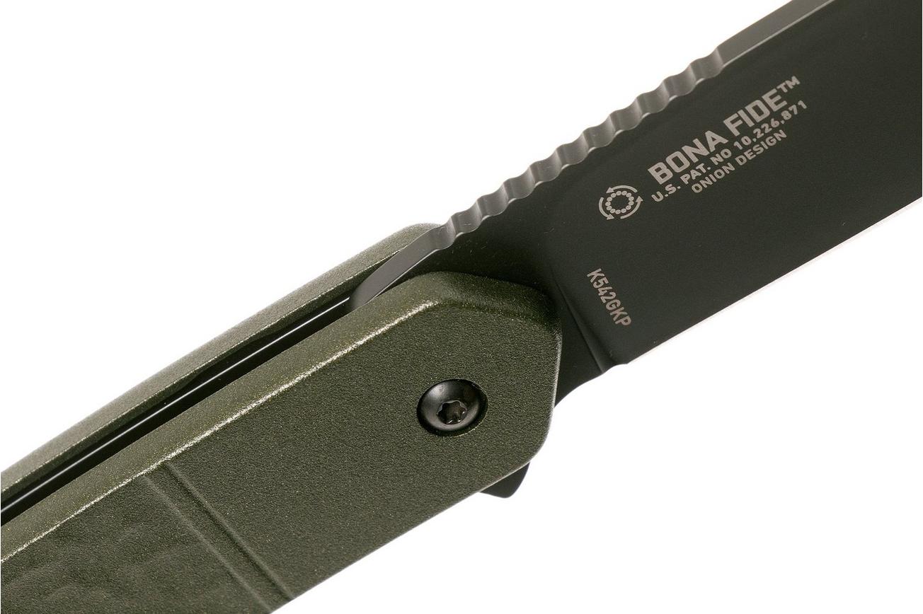 CRKT Bona Fide K542GKP OD Green zakmes, Ken Onion design