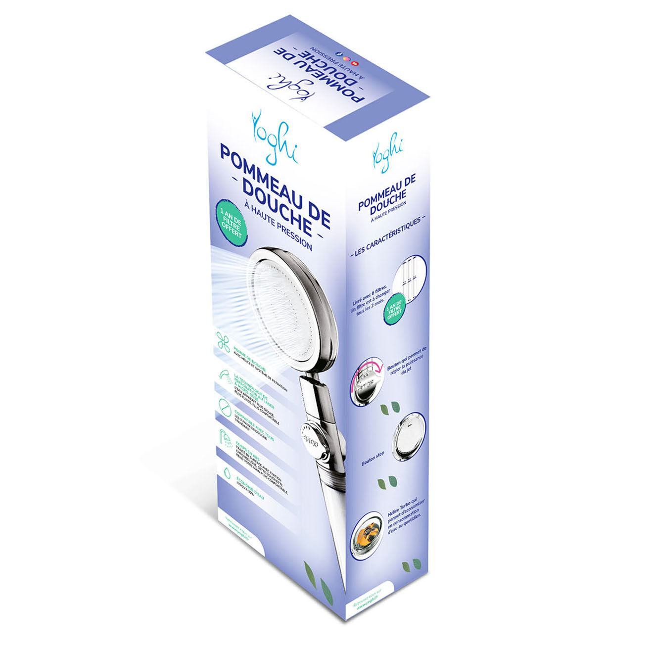 Yoghi Pommeau de douche Eco Filter chromé  - 57.5x22.5x42.3 cm
