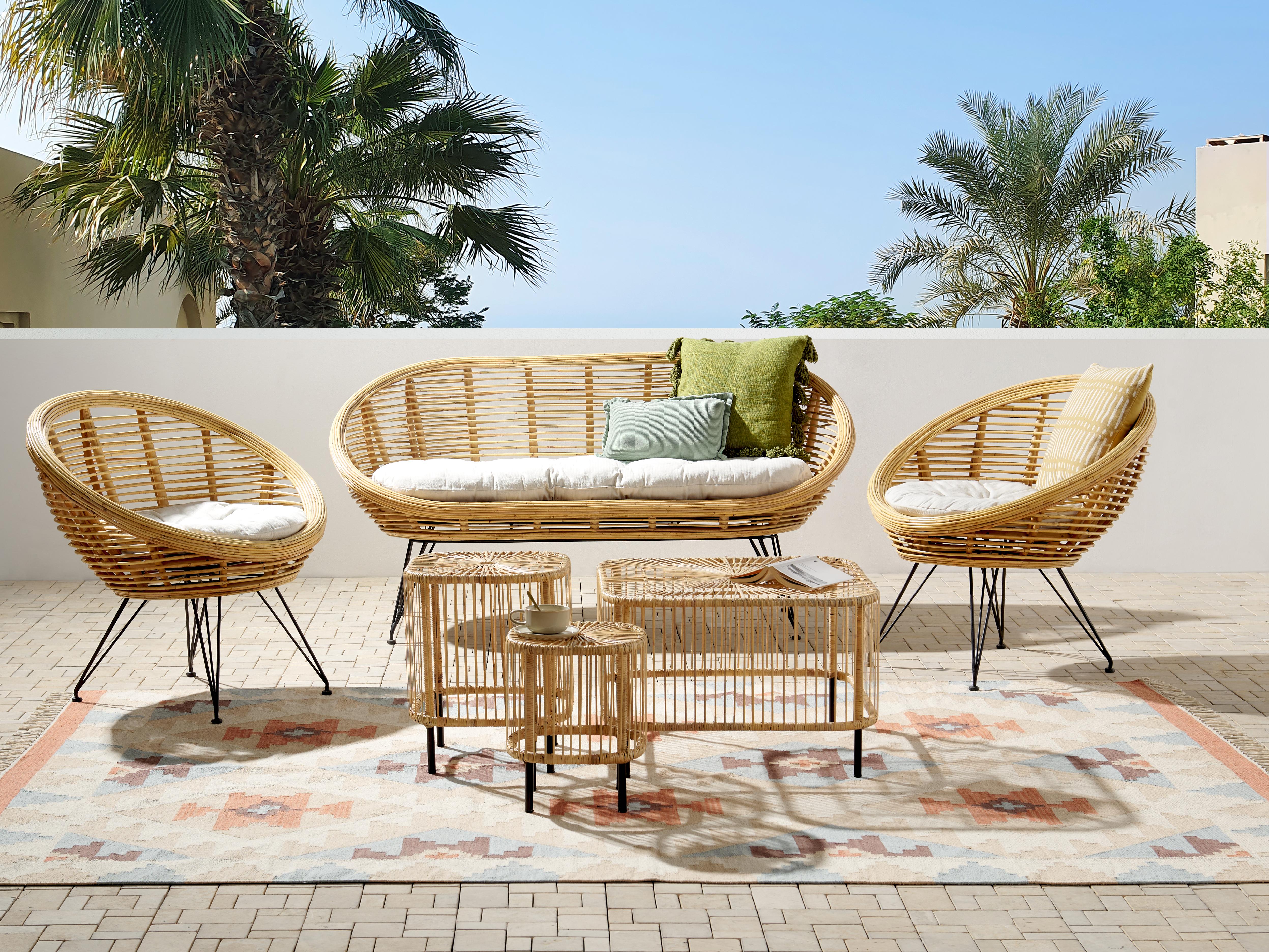 Loungeset met tafel 4-zits MARATEA/CESENATICO Rotan Natuurlijk