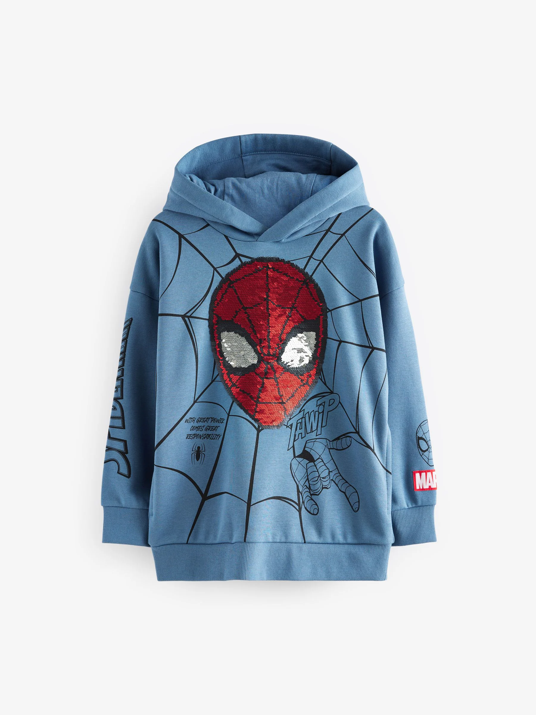 Normaal blauw - Spiderman Flip Sequin Hoodie (3-16yrs)