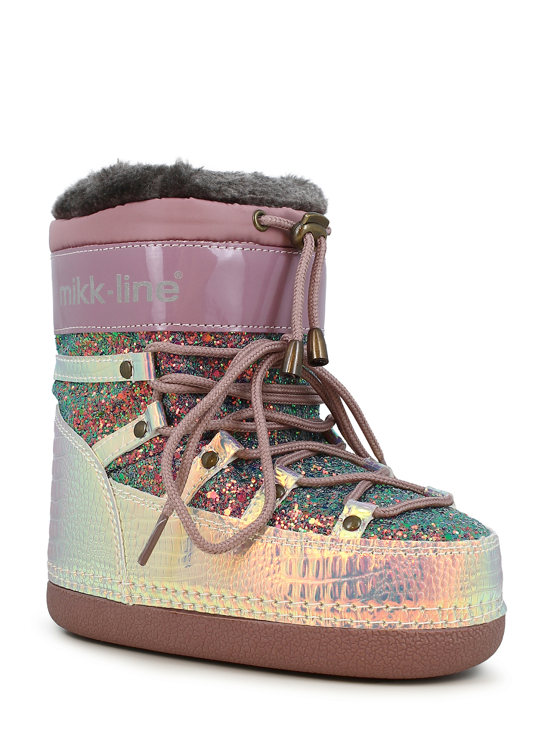 Mikk-Line Snow Boot Glitter Rose Brown