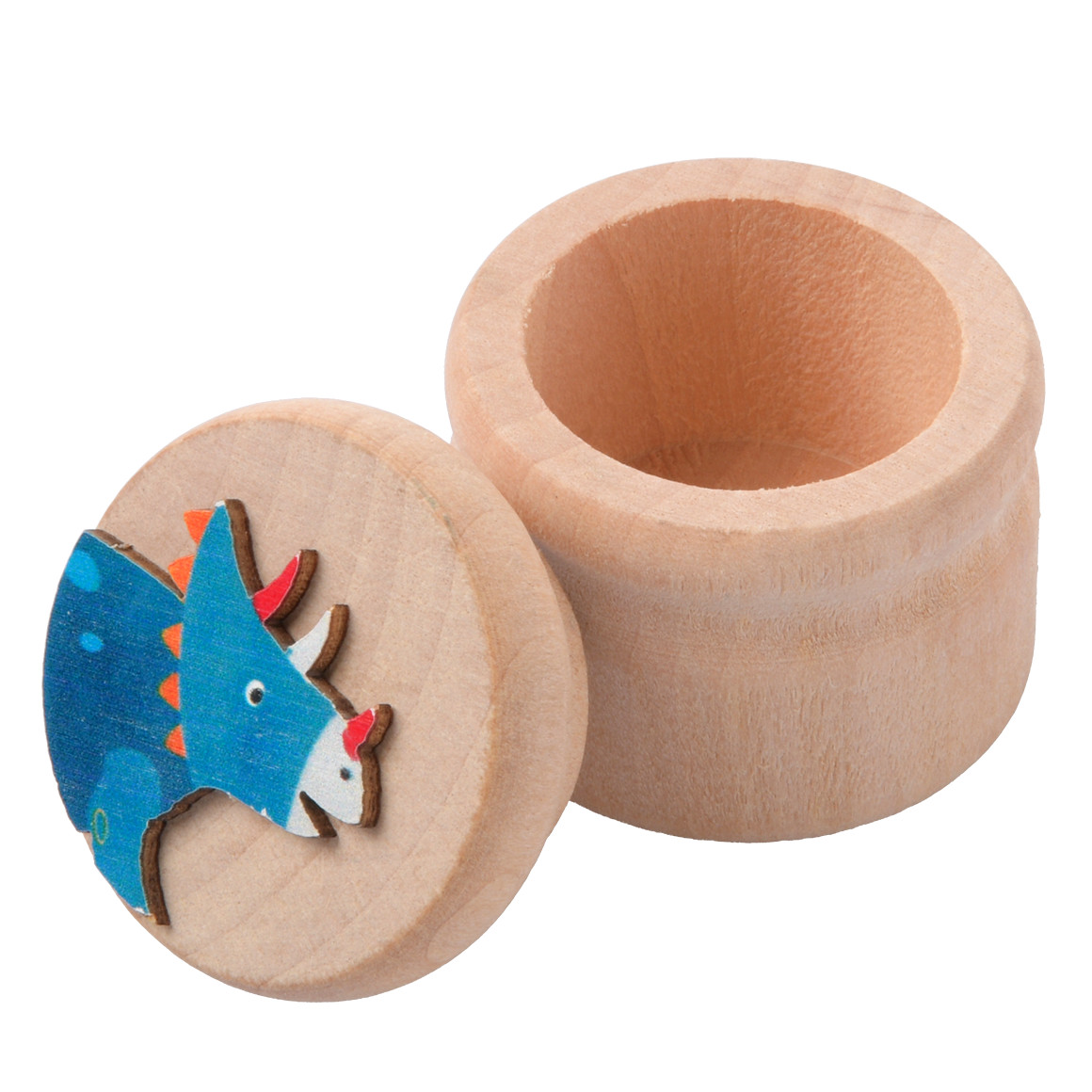 Topolino Milchzahndose Triceratops aus Holz blau / natur