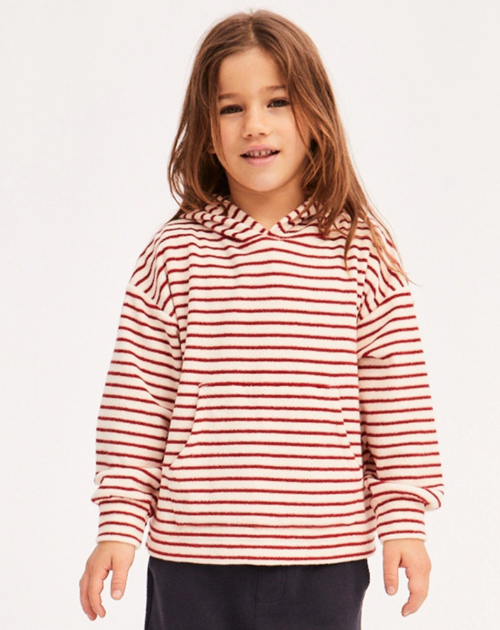 Kapuzen-Sweatshirt COMFORT gestreift in rot