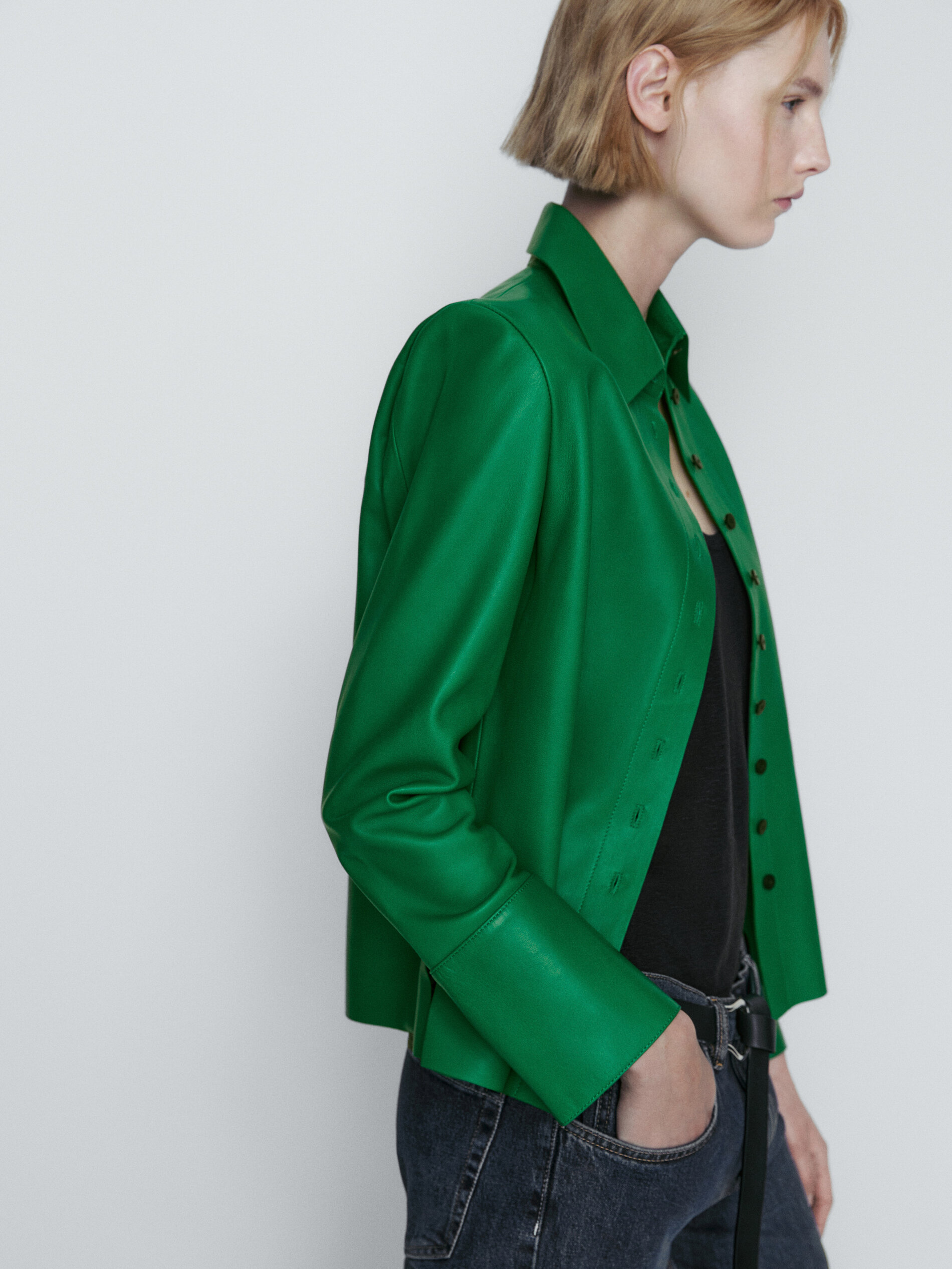 Camisa verde de napa - VERDE