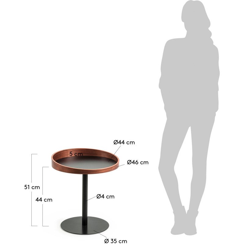 Table d'appoint Kaori Ø 46 cm noyer/noir