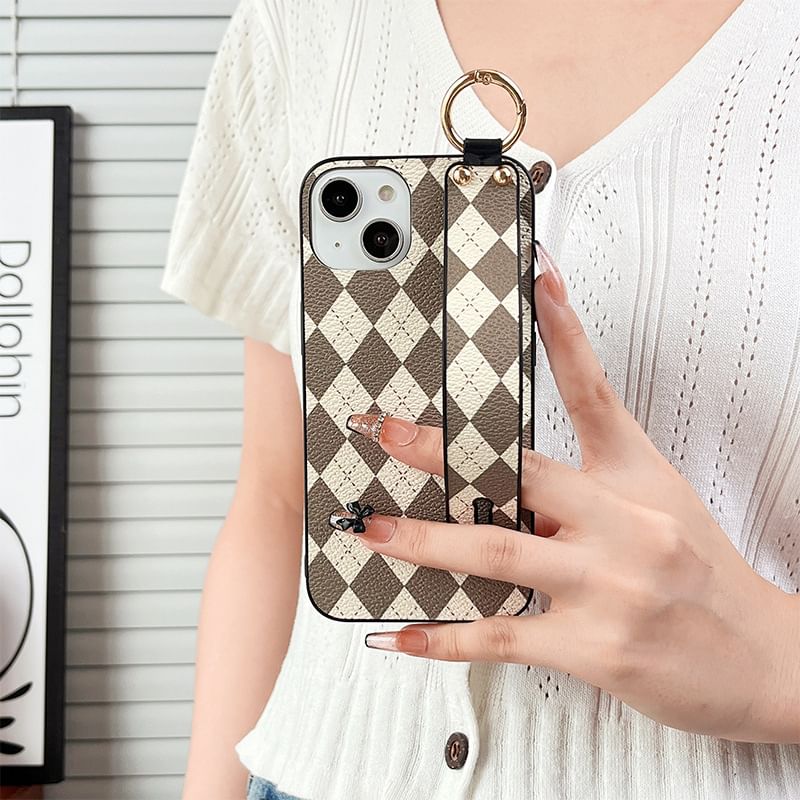 Mobby - Argyle Strap telefoonhoesje - iPhone 15 Pro Max / 15 Pro / 15 Plus / 15 / 14 Pro Max / 14 Pro / 14 Plus / 14 / 13 Pro Max / 13 Pro / 13 / 13 mini / 12 Pro Max / 12 Pro / 12 / 12 mini / 11 Pro Max / 11 Pro / 11 / SE / XS Max / XS / XR / X