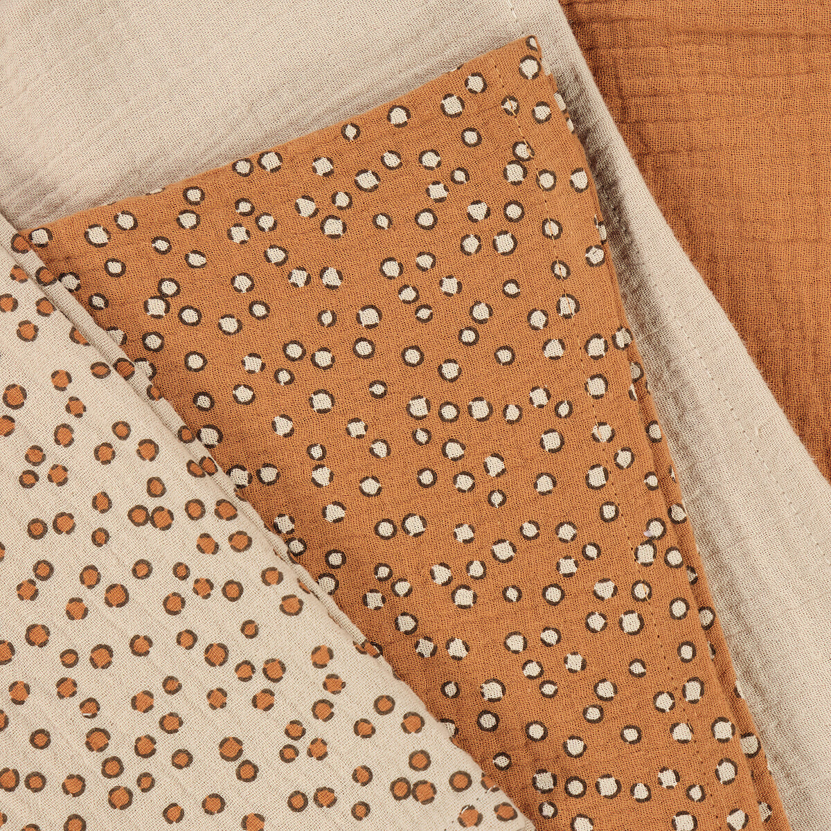 COLEÇÃO LA REDOUTE<br>Conjunto de 4 fraldas, estampa de leopardo, tetra