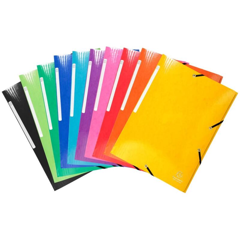 Chemise à élastiques 3 rabats maxi capacity carte lustrée pelliculée Iderama - A4 - Couleurs assorties
