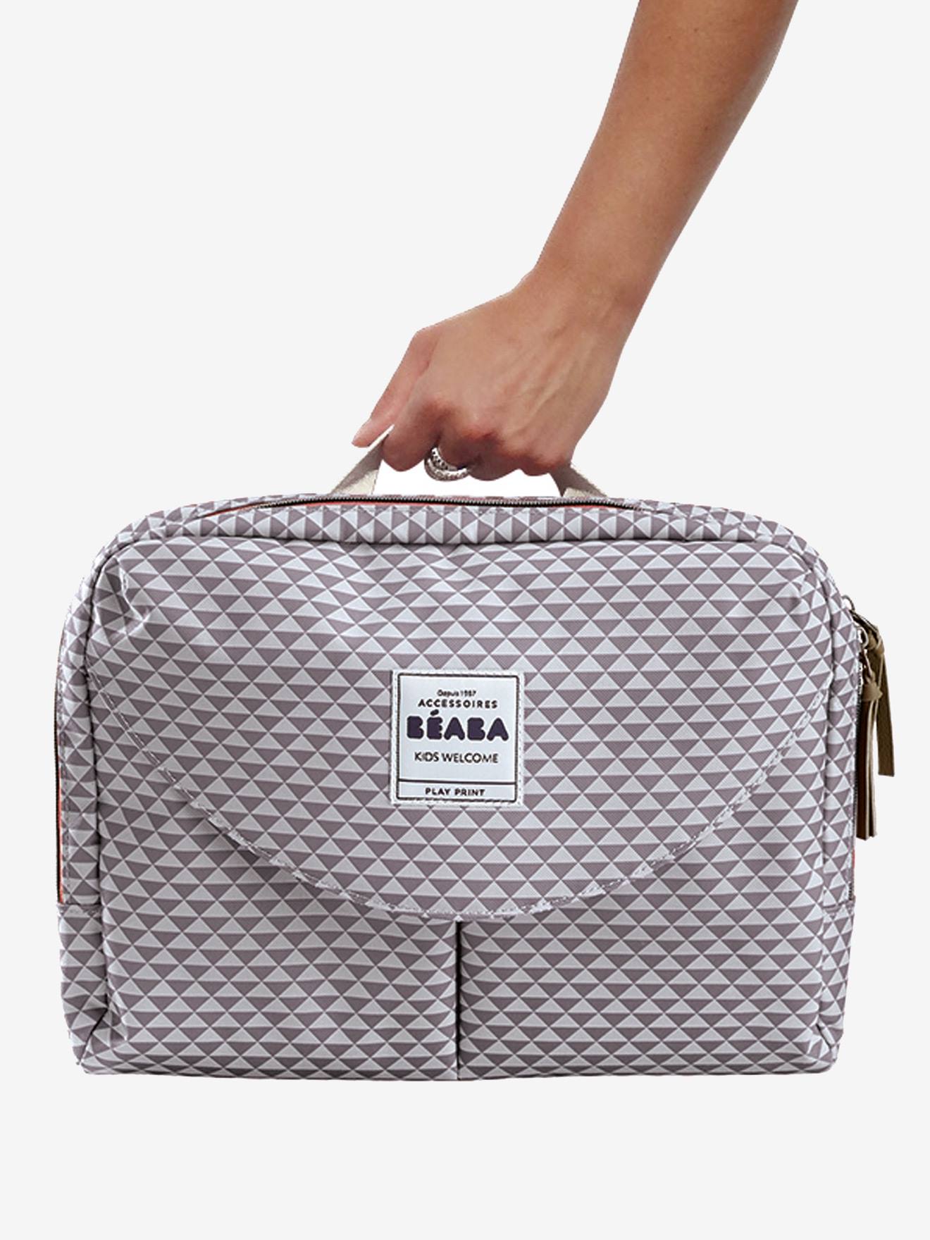 Bolsa de maternidade BEABA Genève II com estampa de triângulos azuis/