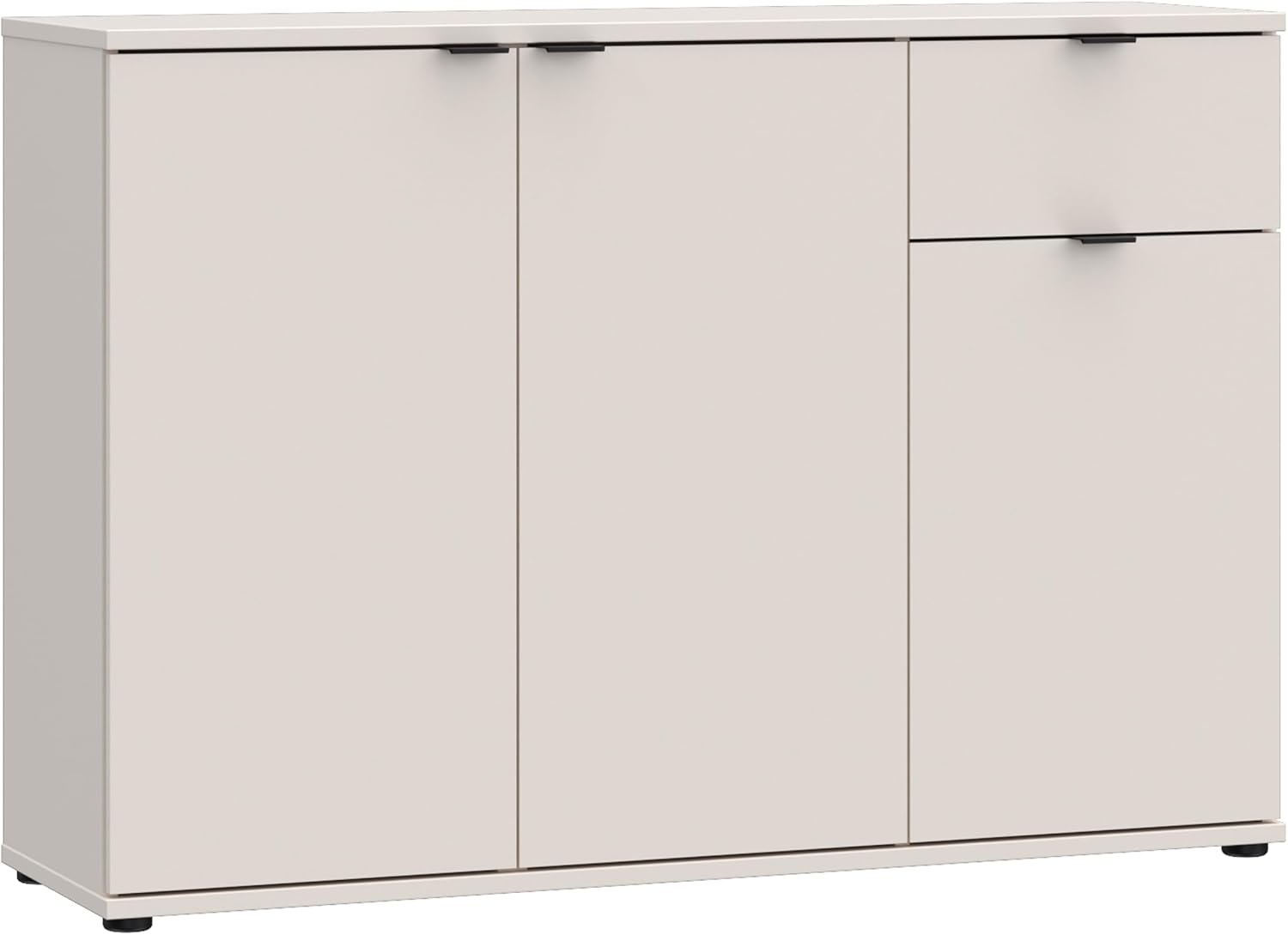 Forte Ganymede Sideboard 120, minimalistische Kommode, 3-türig, 1 Schublade, Holzwerkstoff, Wohn-/Schlafzimmer, Kaschmir Beige, 119,8 cm breit x 82,3 cm hoch x 34,1 cm tief