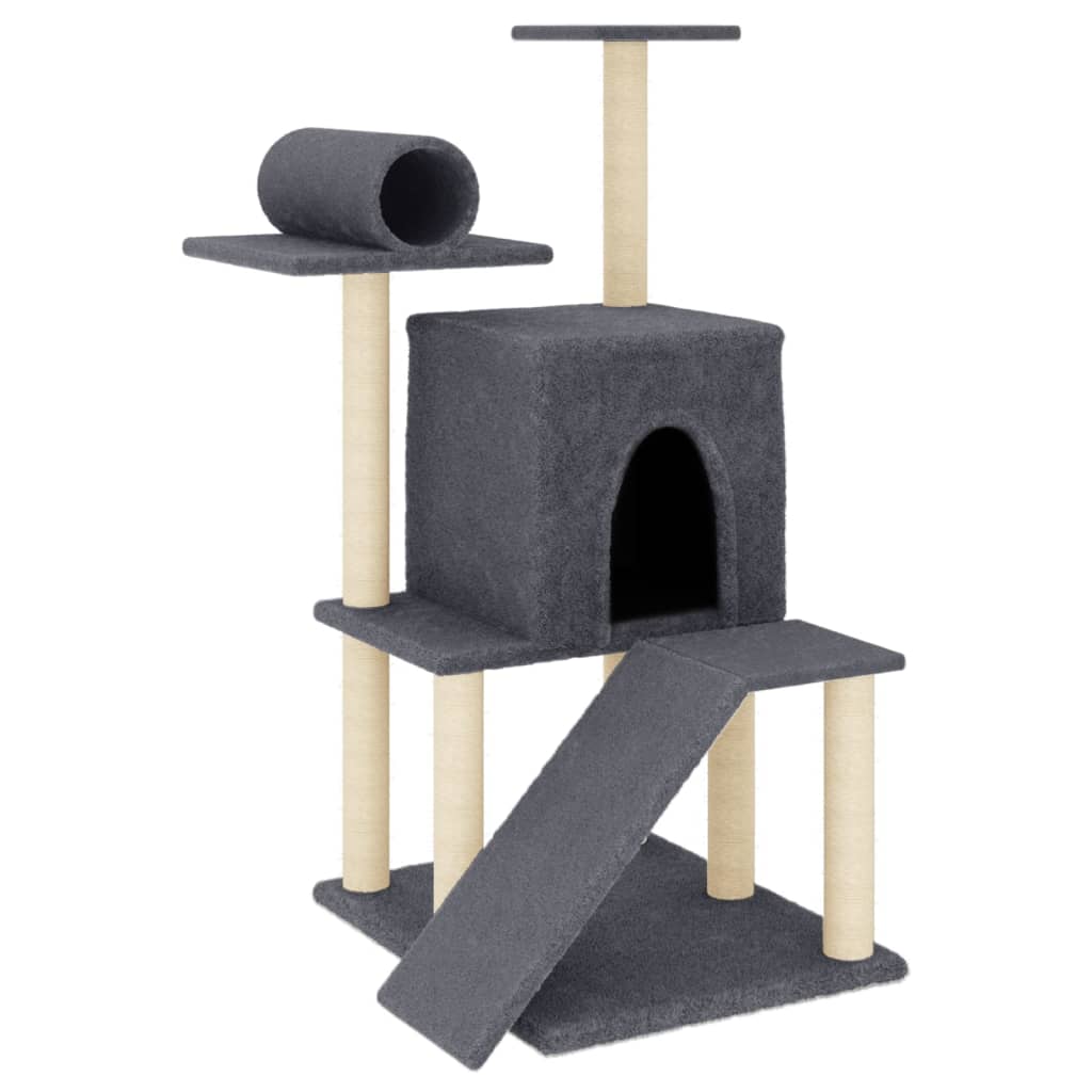 Arranhador para gatos vidaXL com hastes de sisal cinza escuro, 110,5 cm