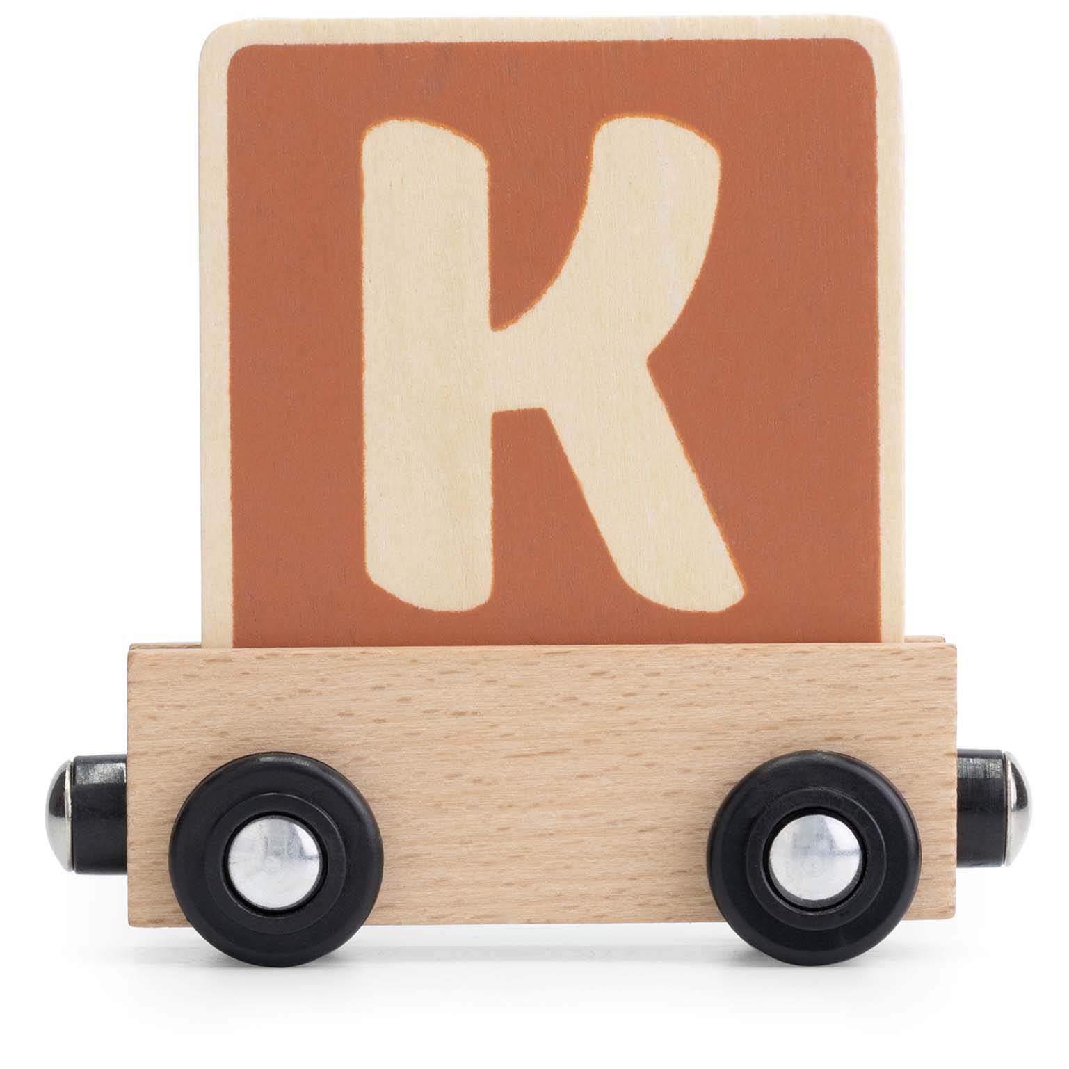 Prénatal houten namentrein letter K Dark Orange Bown - speelgoed vanaf 0 maanden